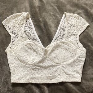 Charlotte Russe White Lace Crop Top